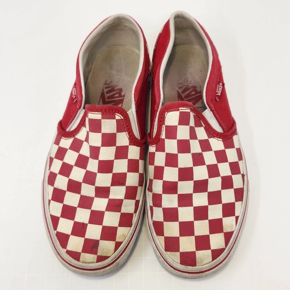 Vans Red and White Checkered Athletic Shoes - Picture 2 of 10